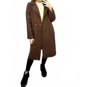 NEW YOLLY hannah long sherpa coat in chestnut